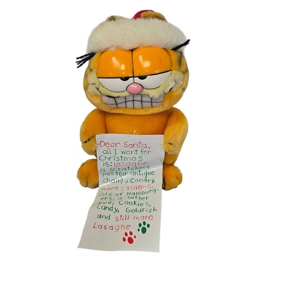 Vintage Dakin Garfield Plush Letter to Santa Hat Stuffed Animal Cat 1981 9" - Picture 1 of 15